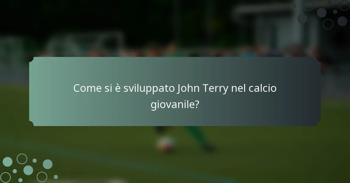 Come si è sviluppato John Terry nel calcio giovanile?