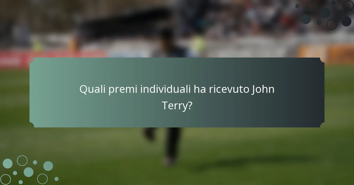 Quali premi individuali ha ricevuto John Terry?
