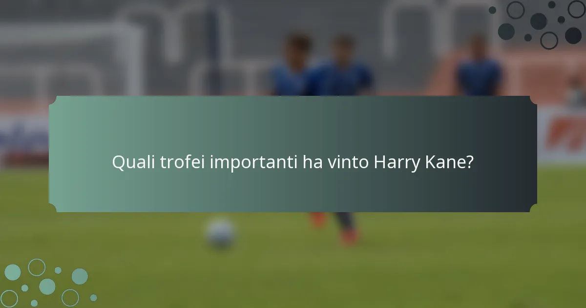 Quali trofei importanti ha vinto Harry Kane?