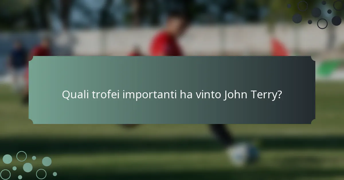 Quali trofei importanti ha vinto John Terry?