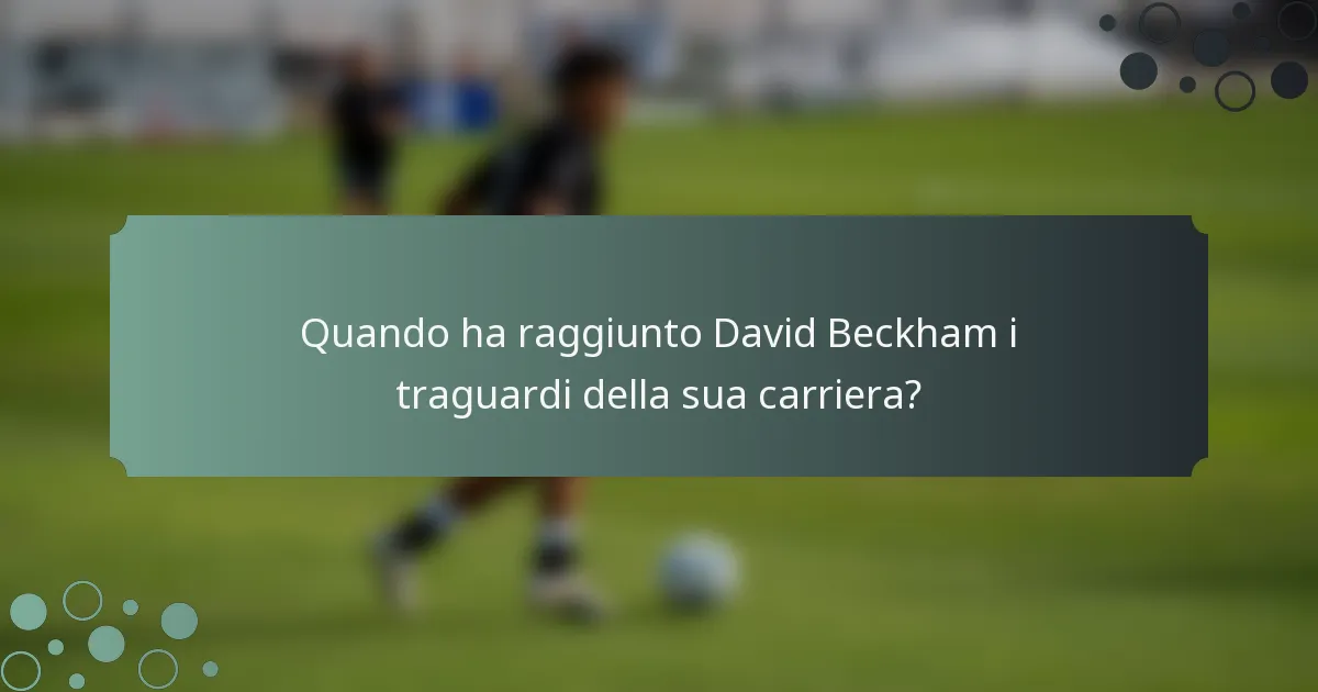 Quando ha raggiunto David Beckham i traguardi della sua carriera?